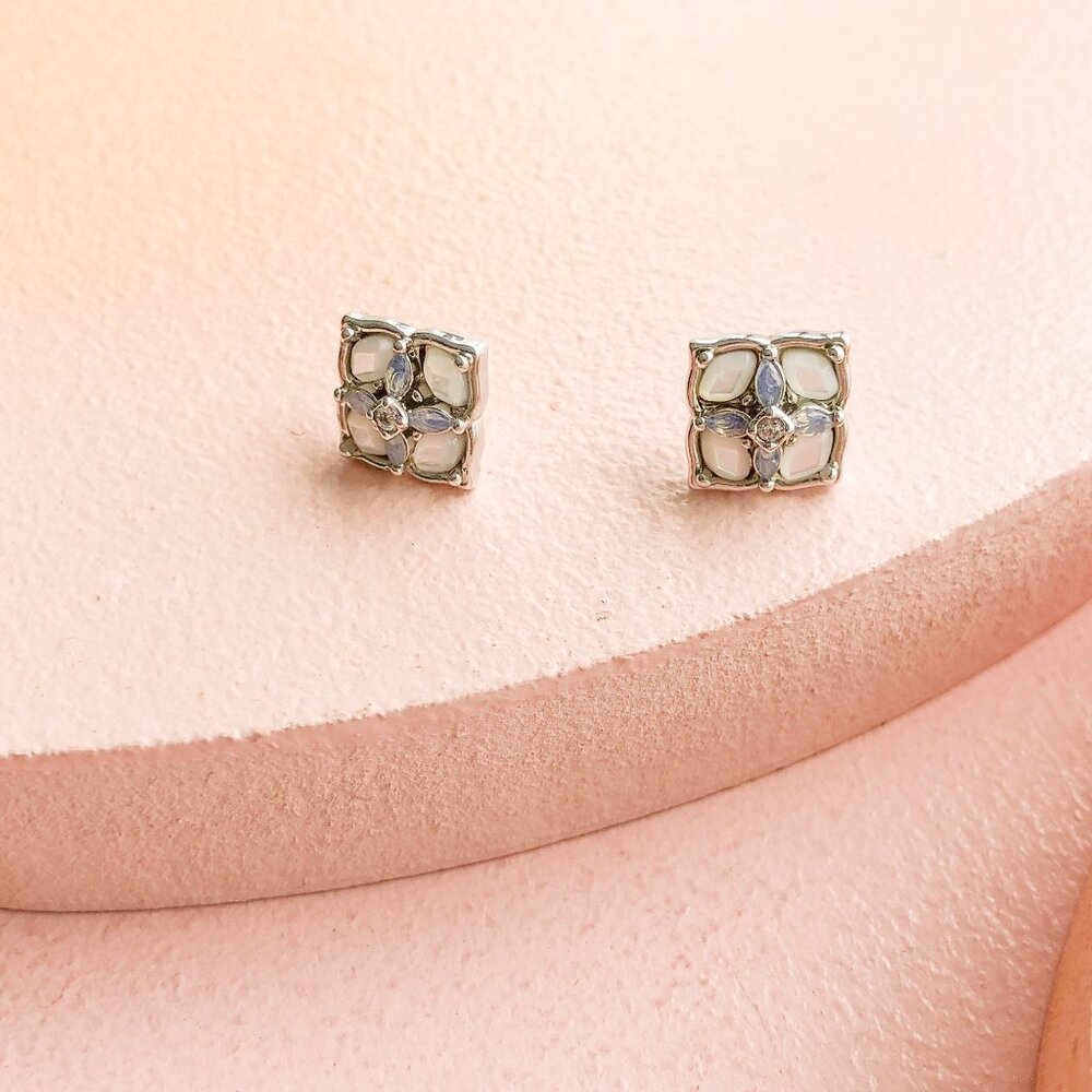 Kendra Scott - Dira Stone Ivory Mix Silver Stud Earrings - NEW